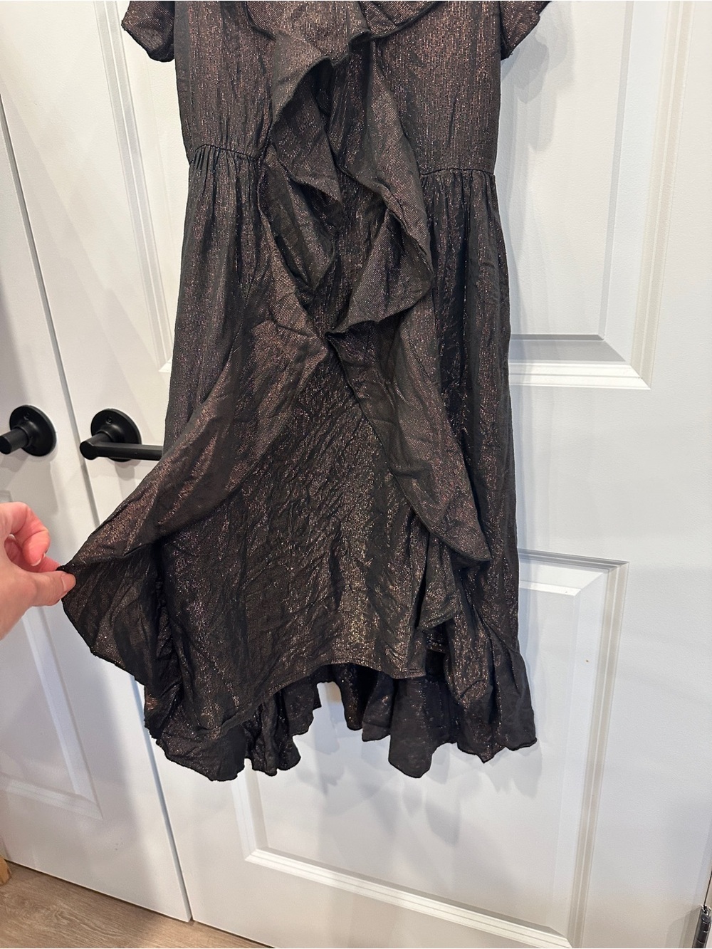 AMADI Bronze Shimmery Spaghetti Strap Mini Dress - Picture 4 of 9